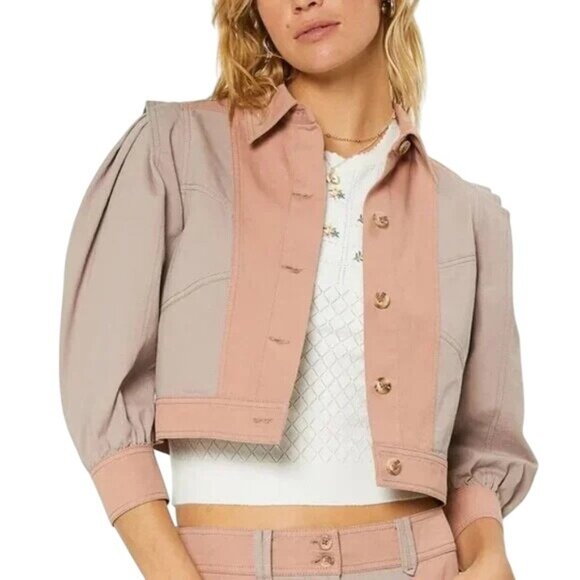 Current Air Harper Jacket Womens Taupe Retro Vintage-Inspired Minimalist 80s NWT - Picture 2 of 13